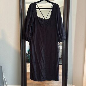 Black dress with puff sleeve